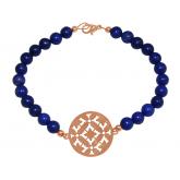 Armband 925 Silber/rosévergoldet mit Jade dunkelblau und Mandala-Anhänger | Erweiterte Suche