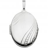 Medaillon oval 925 Sterling Silber Dekor Wellenform | Silberschmuck