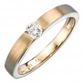 Damen Ring 14k (585) Gelbgold mattiert mit Brillant 0,25ct.