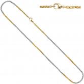 Zopfkette 585 Gelb-/Weißgold bicolor 2,2 mm 42 cm | Weißgoldschmuck