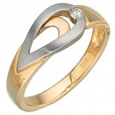 Damen Ring "Tropfen" 585 Gelb-/Weißgold mit Brillant | Bicolor Schmuck