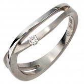 Damen Ring 950 Platin mit Brillant 0,05ct. zweibahnig