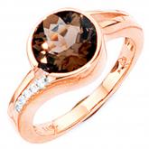 Damenring 14 K (585) Rotgold ein Rauchquarz und Brillanten 0,04ct.