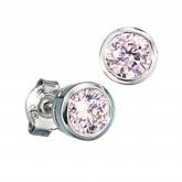 Ohrstecker 925 Sterling Silber mit 2 Zirkonia rosa rund