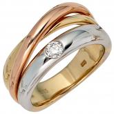Damen Ring 585 Gelb-/Weiß- und Rotgold mit Diamant Brillant 0,15ct.