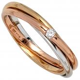 Damen Ring verschlungen 585 Gold tricolor mit Brillant 0,06ct. | 
