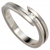 Damen-Ring 950 Platin mattiert mit Diamant-Brillant 0,09ct.