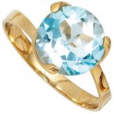 Damen-Ring 585 Gold Gelbgold mit Blautopas | Gelbgoldschmuck