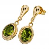 Ohrhänger/Ohrstecker 585 Gelbgold mit Peridoten oval | Edelsteine