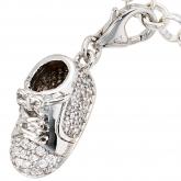 Einhänger/Charm "Babyschuh" 925 Sterling Silber mit Zirkonia weiß | JOBO