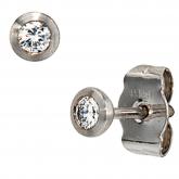 Ohrstecker rund 950 Platin mattiert mit 2 Brillanten 0,10 ct. | Platinschmuck