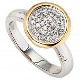 Damen-Ring "Discus" 585 Weiß- und Gelbgold mit Diamant-Brillanten | Bicolor Schmuck