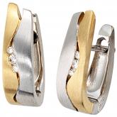 Creolen 14 K (585) Weiß- und Gelbgold mit Brillianten 0,06ct. | Bicolor Schmuck