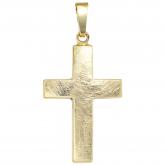 Anhänger "Kreuz" 333 Gelbgold eismatt | Gelbgoldschmuck