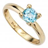 Damenring 333/-Gelbgold und 1 Blautopas | Gelbgoldschmuck