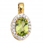 Anhänger 14 K (585) Gelbgold mit Brillanten 0,10ct. und 1 Peridot | Edelsteine