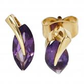 Ohrstecker 585 Gelbgold mit Amethysten dunkelviolett Marquise