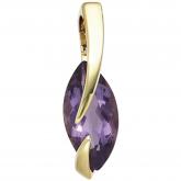 Anhänger 585 Gelbgold mit Amethyst dunkelviolett Marquise | Gelbgoldschmuck