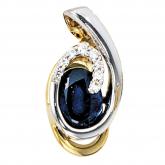 Anhänger 585 Gelb- und Weißgold mit Blue Saphir und Brillanten 0,04ct. | Bicolor Schmuck