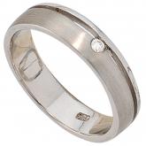 Damen Ring 2-bahnig 925 Silber teilmatt mit Brillant | Silberschmuck