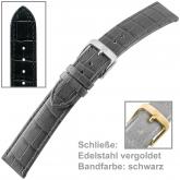 Uhrenarmband für Damen Louisiana Prägung Kalbleder schwarz | Uhren