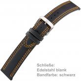 Uhrenarmband für Herren schwarz Kalbleder/ Kautschuk | Uhren