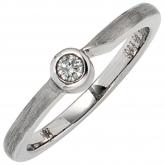 Damen-Ring 950 Platin teilmattiert und Diamant-Brillant 0,08 ct.