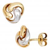 Ohrstecker 333 Gelbgold bicolor Knoten-Design verschlungen | Bicolor Schmuck