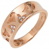 Damen-Ring 585 Rotgold teilmattiert mit Diamant-Brillanten 0,05ct. | Rosé- und Rotgoldschmuck