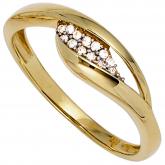 Damen Ring 333 Gelbgold/bicolor mit Zirkonia weiß Marquise-Form | Gelbgoldschmuck