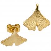 Ohrstecker "Ginko" 375 Gelbgold mattiert | Gelbgoldschmuck