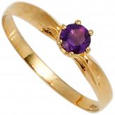 Solitär Ring 585 Gelbgold mit Amethyst violett