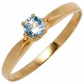 Damen-Ring 585 Gold Gelbgold mit Aquamarin | Gelbgoldschmuck