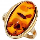 Damen Ring 9k (375) Gelbgold  mit Bernstein orange | 