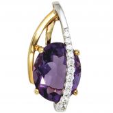 Anhänger 585 Gelb-/Weißgold mit Amethyst und Brillanten 0,10 ct. | Weißgoldschmuck