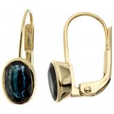 Boutons Ohrringe  333 Gelbgold mit Blue Saphiren | Gelbgoldschmuck