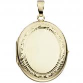 Medaillon oval 14k (585) Gelbgold mit abstraktem Dekor | Gelbgoldschmuck