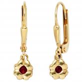 Boutons Ohrringe "Blume" 333 Gelbgold mit Rubinen