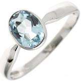 Damen Ring 925 Sterling Silber mit Blautopas oval