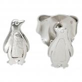 Kinder Ohrstecker" Pinguin" 925 Sterling Silber teilmattiert