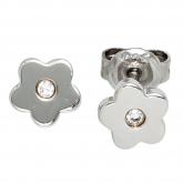 Kinder Ohrstecker "Blume" 925 Sterling Silber mit Zirkonia weiß