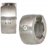 Creolen 925 Sterling Silber mattiert mit Brillanten 0,08 ct. | Silberschmuck