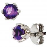 Ohrstecker 925 Sterling Silber 2 Amethysten violett Solitär