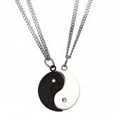 Collier mit Anhänger Yin Yang 4-teilig Edelstahl und 2 Zirkonia weiß | Edelstahlschmuck