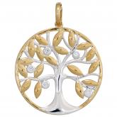 Anhänger "Baum" 585 Gelbgold bicolor mit 5 Brillanten rund | Bicolor Schmuck