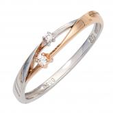 Damen Ring 585 Weiß-/Rotgold mit Brillanten 0,03 ct. | Bicolor Schmuck