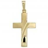 Anhänger "Kreuz" 585 Gelbgold/teilmattiert | Gelbgoldschmuck