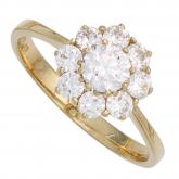 Damen Ring "Blume" 375 Gelbgold mit 9 Zirkonia weiß