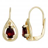 Boutons 333 Gelbgold mit 2 Granat Tropfen rot | Gelbgoldschmuck