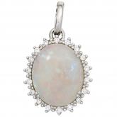 Anhänger 585 Weißgold Edelopal und Diamanten Brillanten 0,10 ct. | Weißgoldschmuck